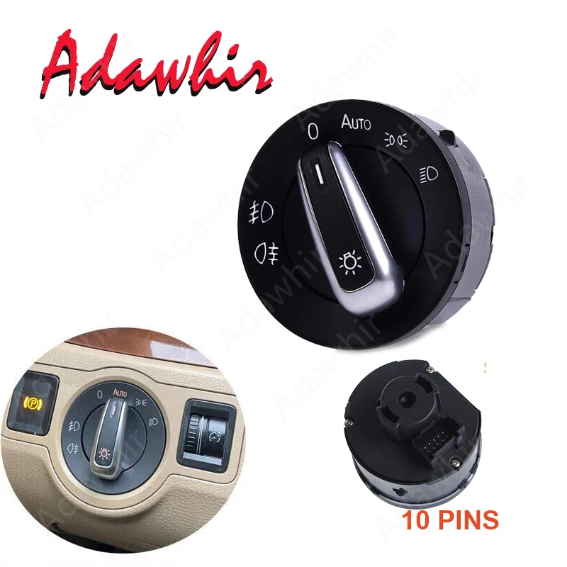 Chrome Headlight Switch 5ND941431B Fit For VW Jetta Golf MK5 MK6 GTI CC Passat