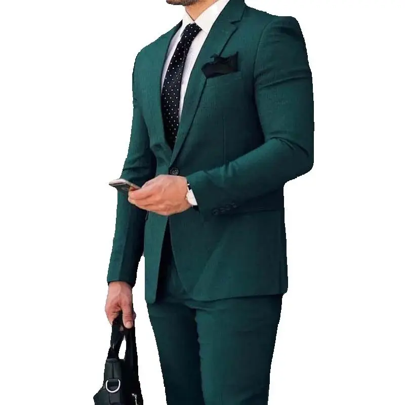 Latest Design Dark Green Men Suits 2025 Slim Fit Notched Lapel Groom Tuxedo Custom Costume Homme Mariage 2 Piece (Jacket+Pants) - Image 3