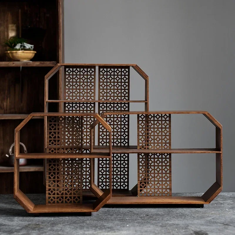 

Bamboo hollow Bogu shelf, shelf, household tea set, storage,small tea pavilion, and multi-baoge Hot sales