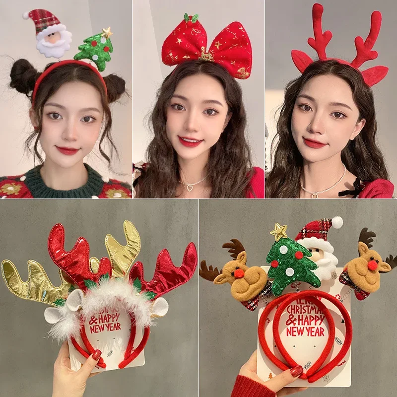 Christmas Elk Horns Headband Girl Headband Children's Holiday Dress Up Decorative Head Ornament Performance Hairpin Girl