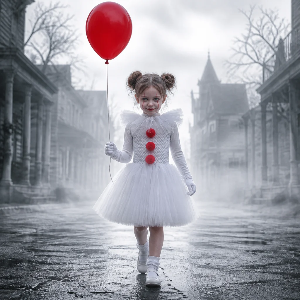 Grey Clown Joker Halloween Costume Dress 2026 for Girls Kids Children Carnival Party Role Playing Outfit Weird 2-8Y Vestido