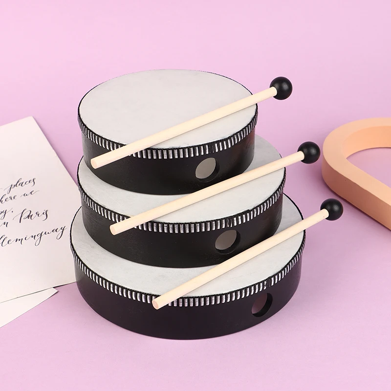 

1Pc 4/6/7/8/9/10 Inch Wooden Frame Drums Hand Drum With Drum Stick Set Percussion Instrument For Kids Infant Enlightenment Tools