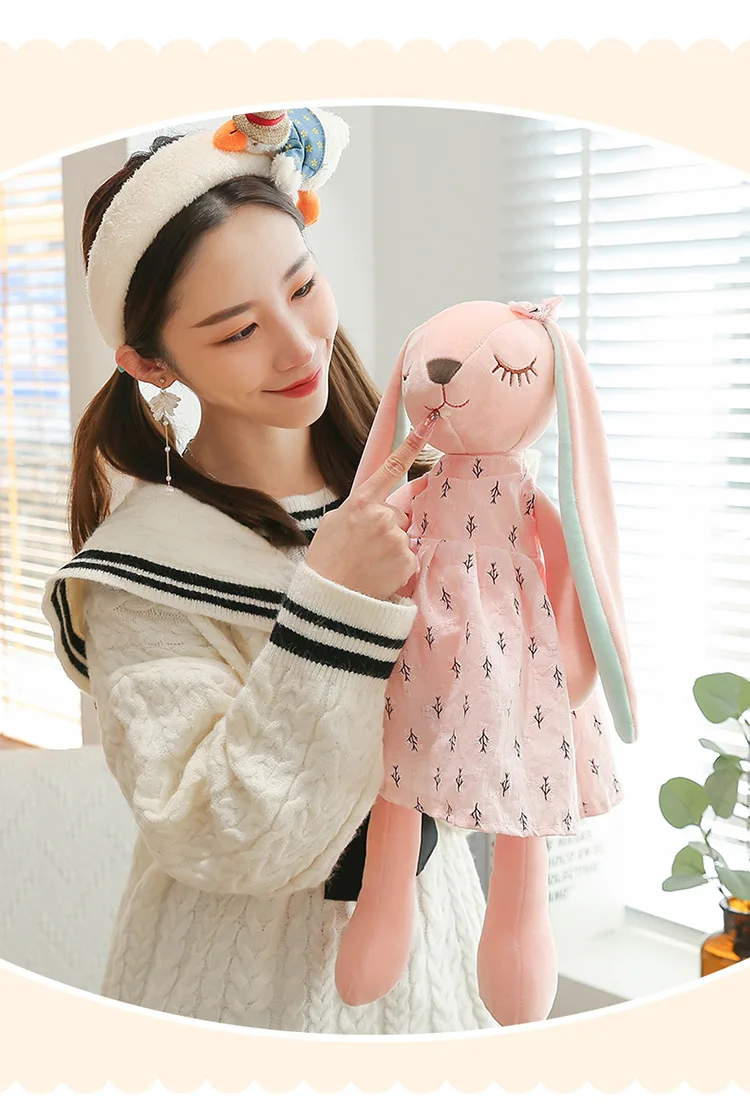 35 cm große Oster-Babyhasenfigur, rosa und blau, An'an Rabbit, beruhigende Geschenkpuppe für Kinder, Plüschtier mit superweichem Fell. – Detail 19