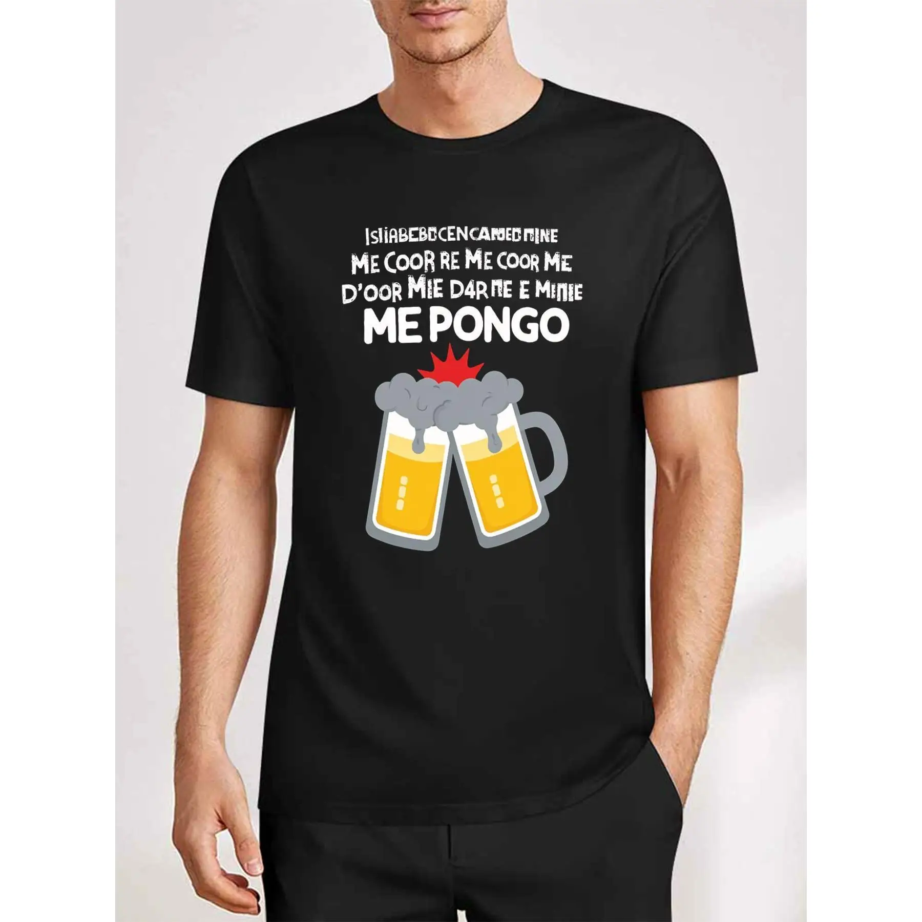 

Men's Funny Beer T-shirt, Humorous Drinking Party Graphic Tee, Casual "Me Pongo" Spanish Humor Short Sleeve Top for Guys