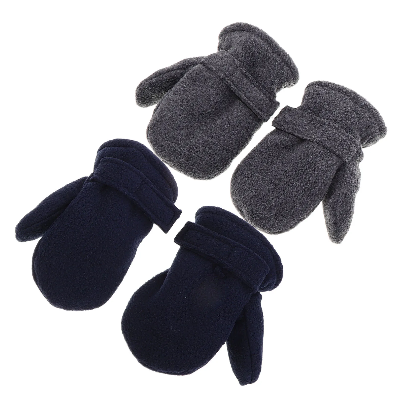 

2Pairs Kids Winter Gloves Soft Polar Fleece Lining Adjustable Hook Loop Fastener Warm Insulated Thermal Mittens Boys Girls Snow