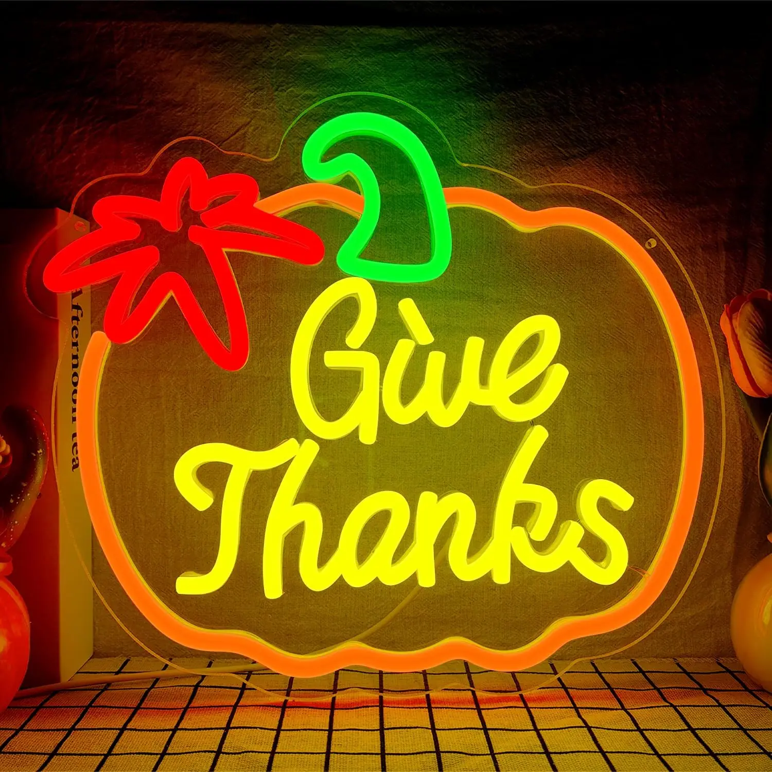 

LED Thanksgiving Neon Sign Pumpkin Neon Light Sign Dimmable Fall Neon Sign For Home Bar Salon Window Porch Thanksgiving