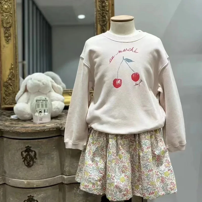 2024 BP Autumn Baby Kids Pink Sweatshirt  Baby Girls&Boys Children Quality Brand Cute Cherry Clothing for Teenagers