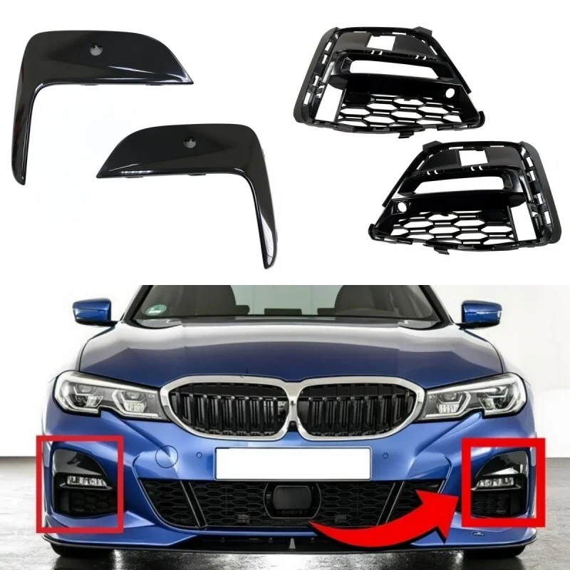 

For BMW 3 Series G20 G21 G28 330i 330e 2019 2020 2021 2022 Fog Lamp Frame BezelFront Fog Light Grille Cover with Fog Lamp Hole