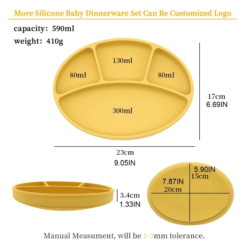 Bol à ventouse pour bébé, assiette à dîner divisée, apprentissage des nourrissons, plat d'alimentation