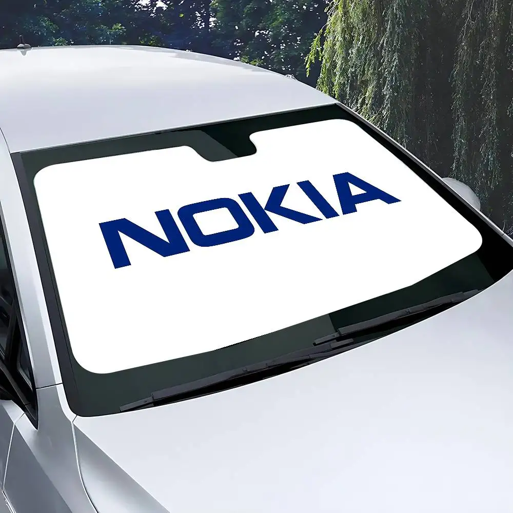 N-Nokia-cortinas parasol Retro para coche, visera para ventana delantera, 70x130cm, protección Solar, regalo a cuadros, novedad para coche