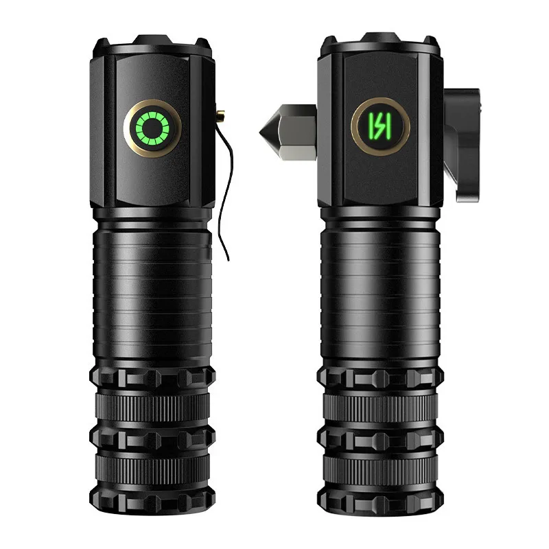 Three-Eye Outdoor Aluminum Alloy Flashlight, Household Portable Bright Light Small Steel Gun Mini Flashlight Type-c