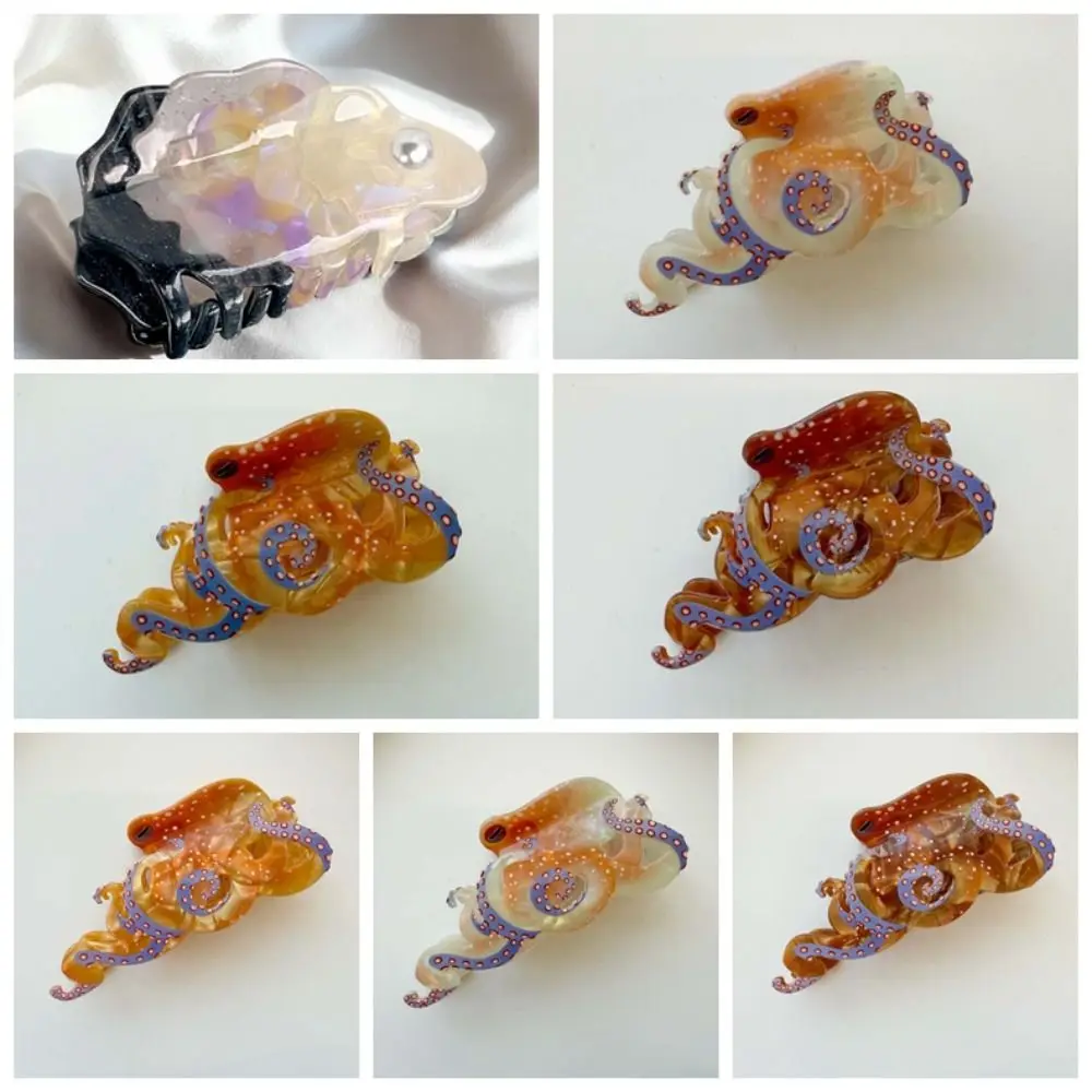 الحلو حمض الخليك مشبك شعر الاكريليك الكورية نمط المحار القرش كليب المحيط سلسلة شاطئ البحر عطلة أغطية الرأس الحبار مشبك شعر الصيف