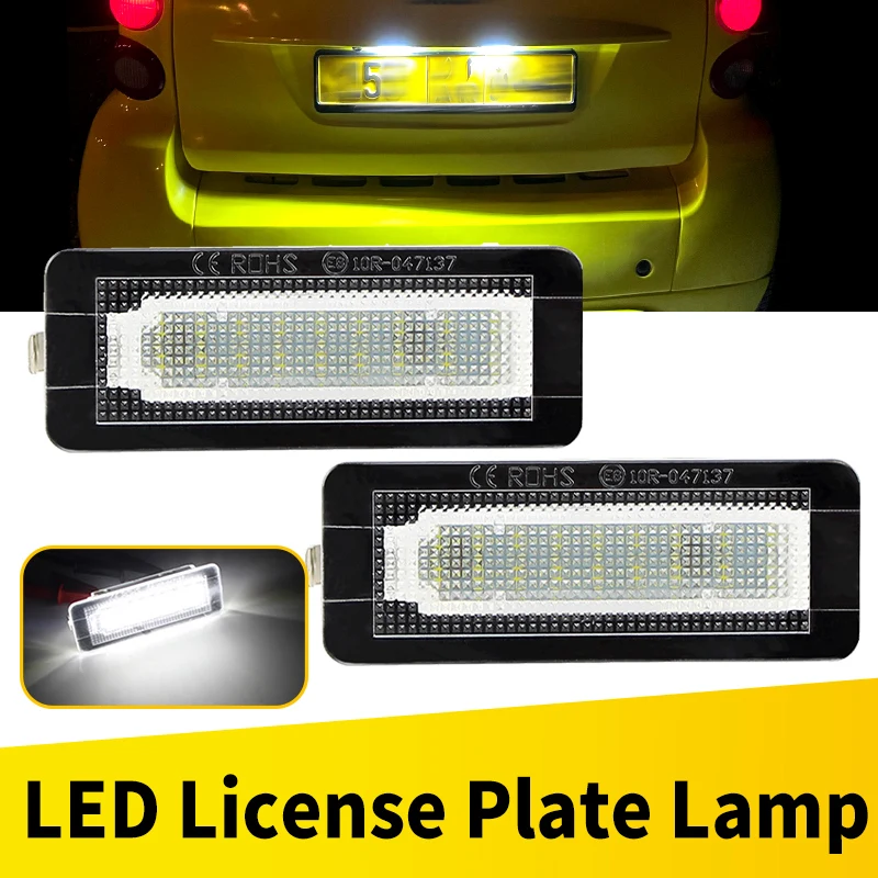 2Pcs LED License Plate Lights Canbus White For Benz Smart Fortwo Coupe Convertible 450 451 W450 Car Signal Lights Accessorie