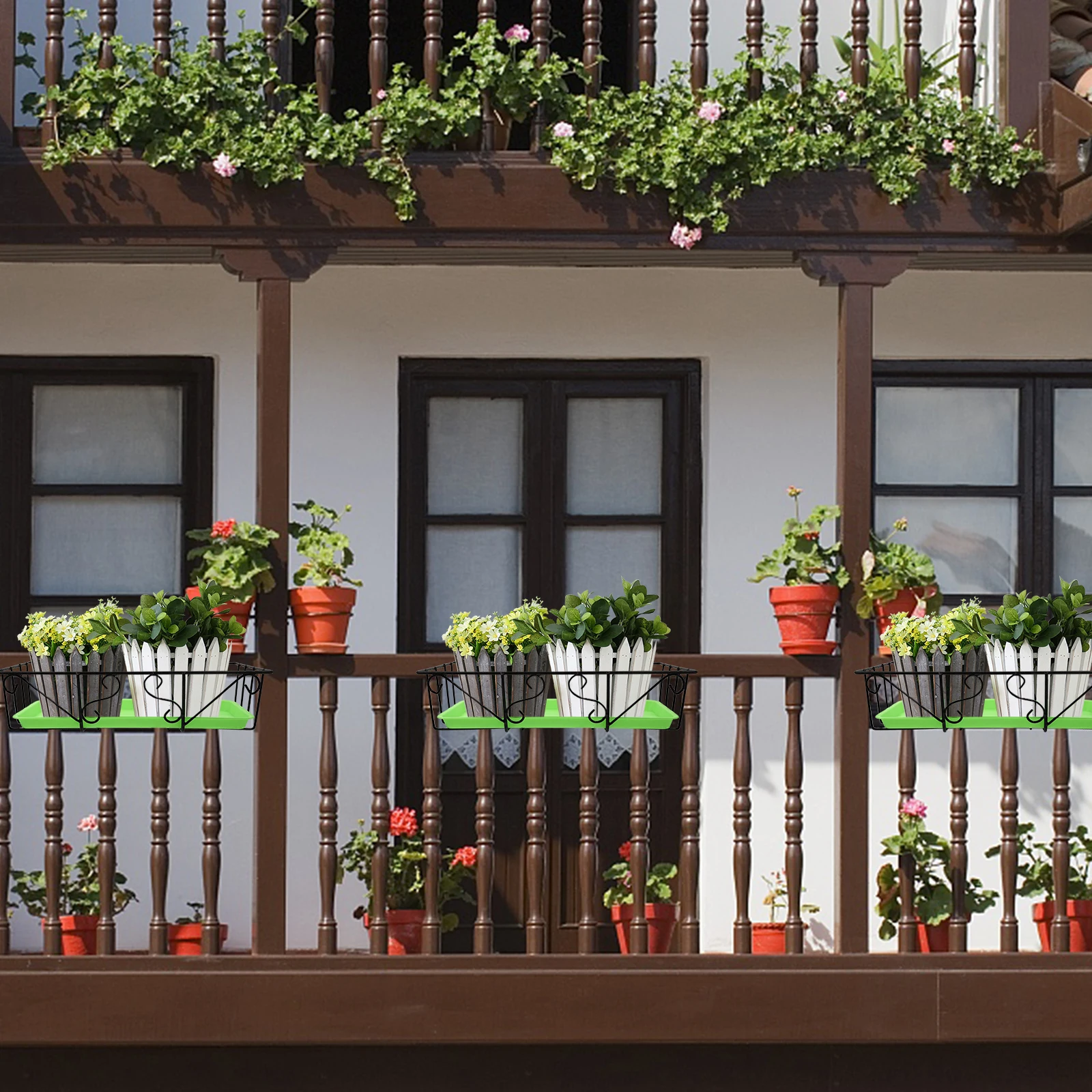 

1 комплект настенных цветочных горшков, подвесные перила, цветочный горшок для балкона, декоративный держатель для растений, домашние и уличные садовые перила