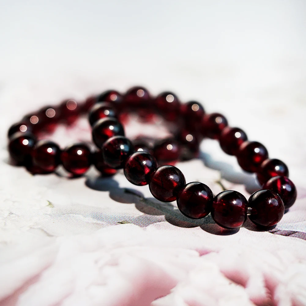 Anillos Vintage de rojo granate Natural para mujer, anillo de piedra de nacimiento de enero, capricornio, acuario, anillo de cuentas de granate para pareja