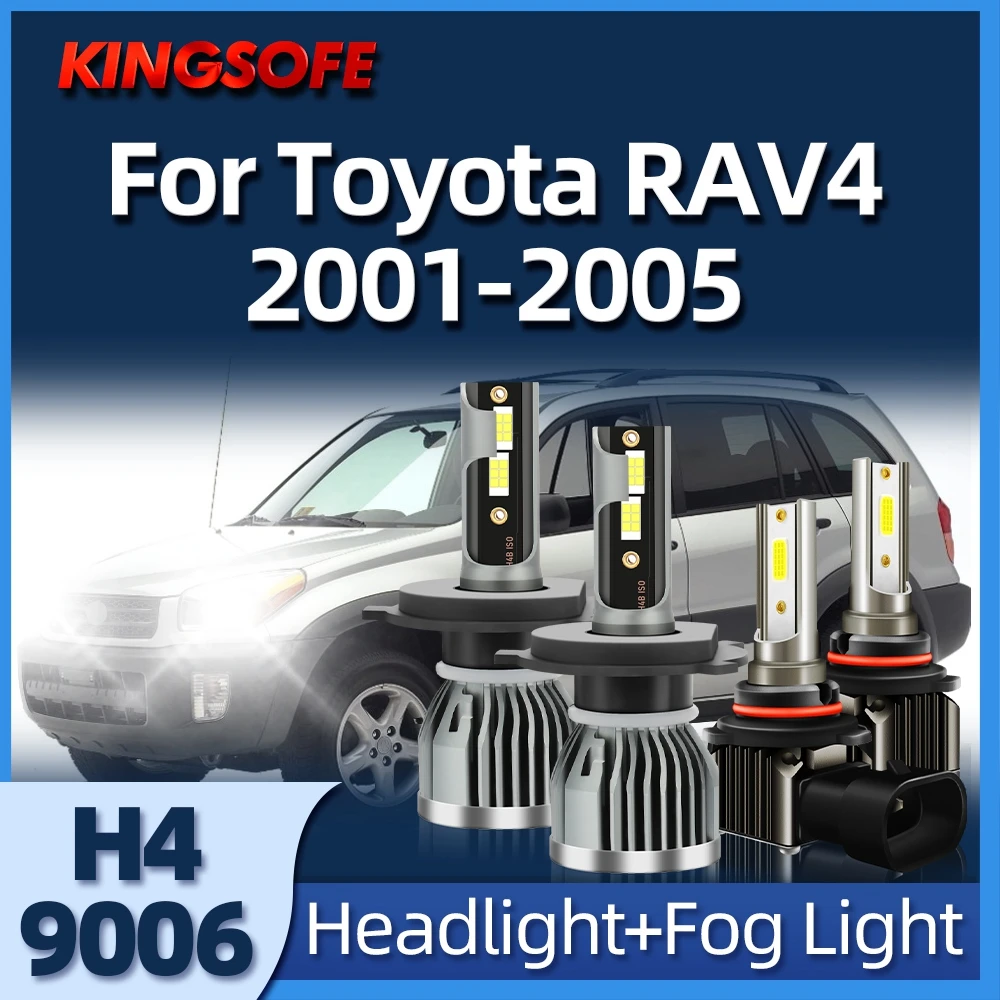 

KINGSOFE 2/4Pcs H4 Hi/Lo Beam Led Headlight Bulbs Fog Light 9006 HB4 Car Lamp For Toyota RAV4 2001 2002 2003 2004 2005