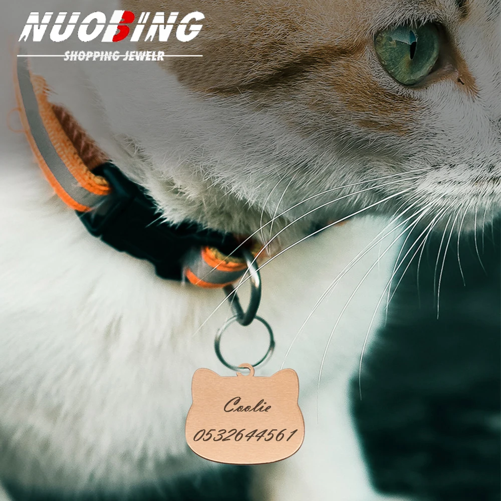 Personalized Customization Pet Cat Dog ID Tag Collar Accessories Custom Engraved Necklace Chain Charm Supplies For Dog Tag Name