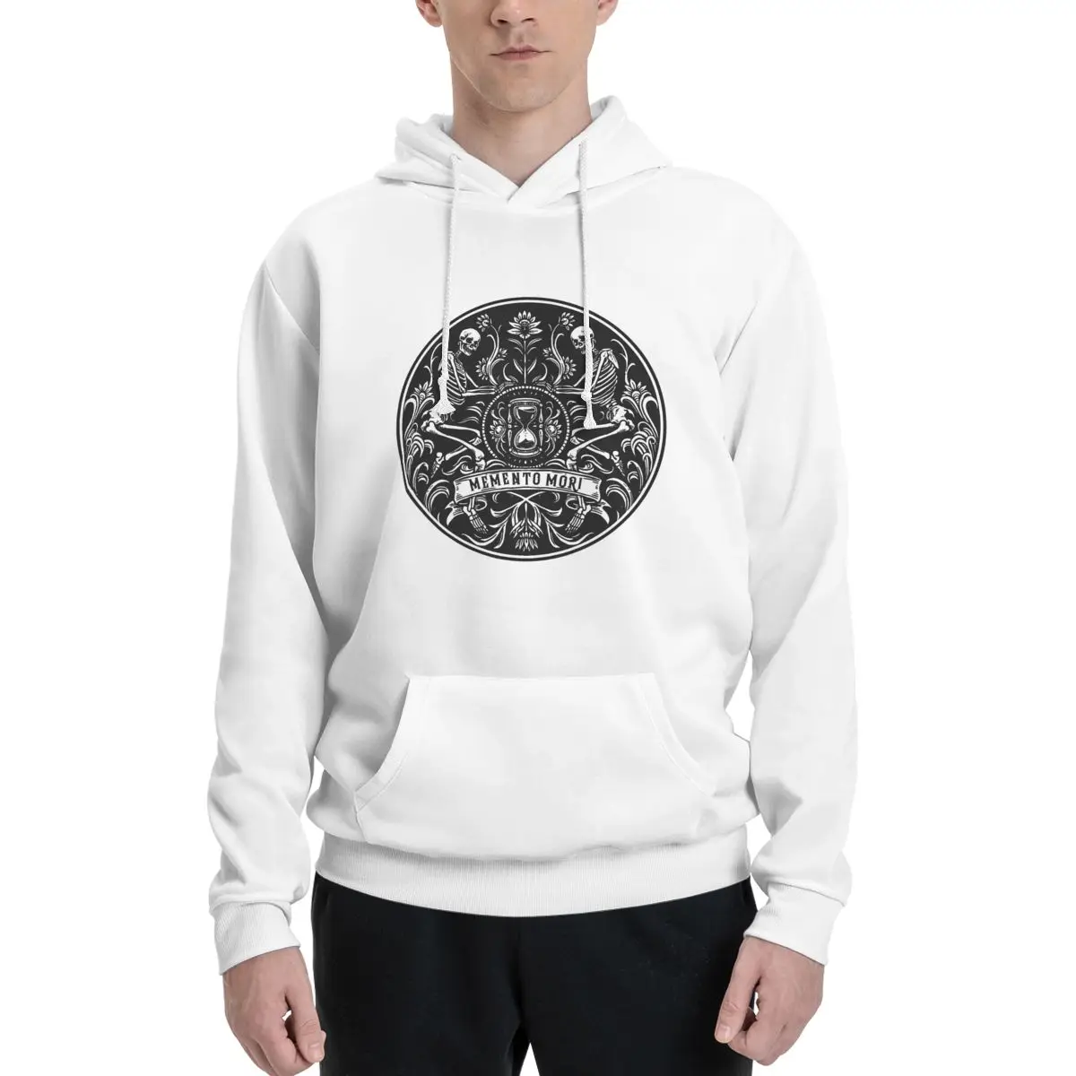 Memento Mori Clock For Sale Couples Plus Velvet Hooded Sweater Casual Graphic High grade Fitness Cute Hooded rope Hoodie