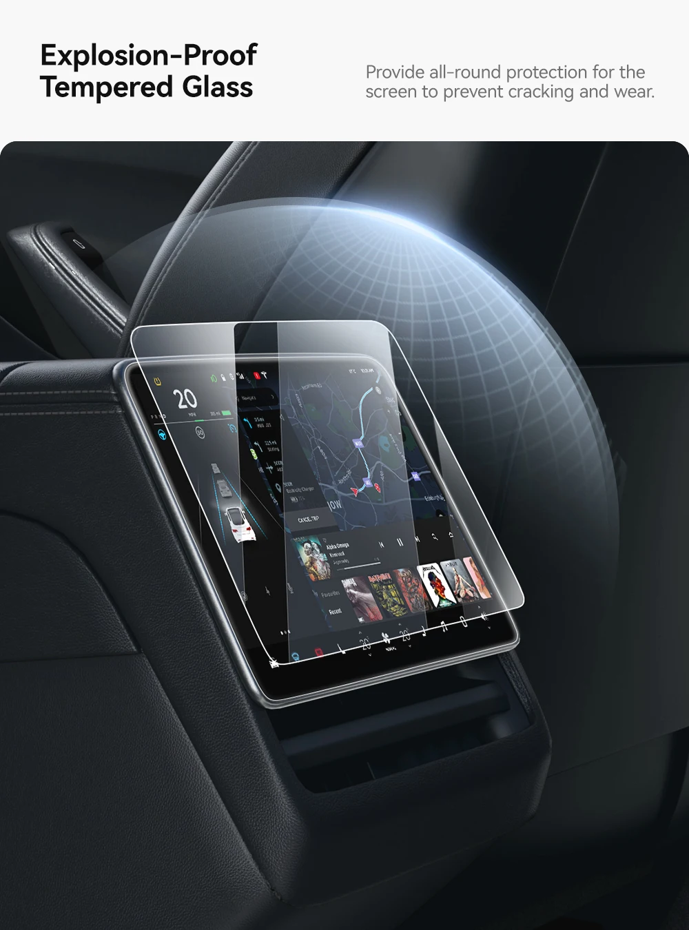 YZ Schutzfolie aus gehärtetem Glas für Tesla Model Y/YL Juniper 3 Highland, Schutzfolie für den Bildschirm der Mittelkonsole in der hinteren Reihe – Detail 11