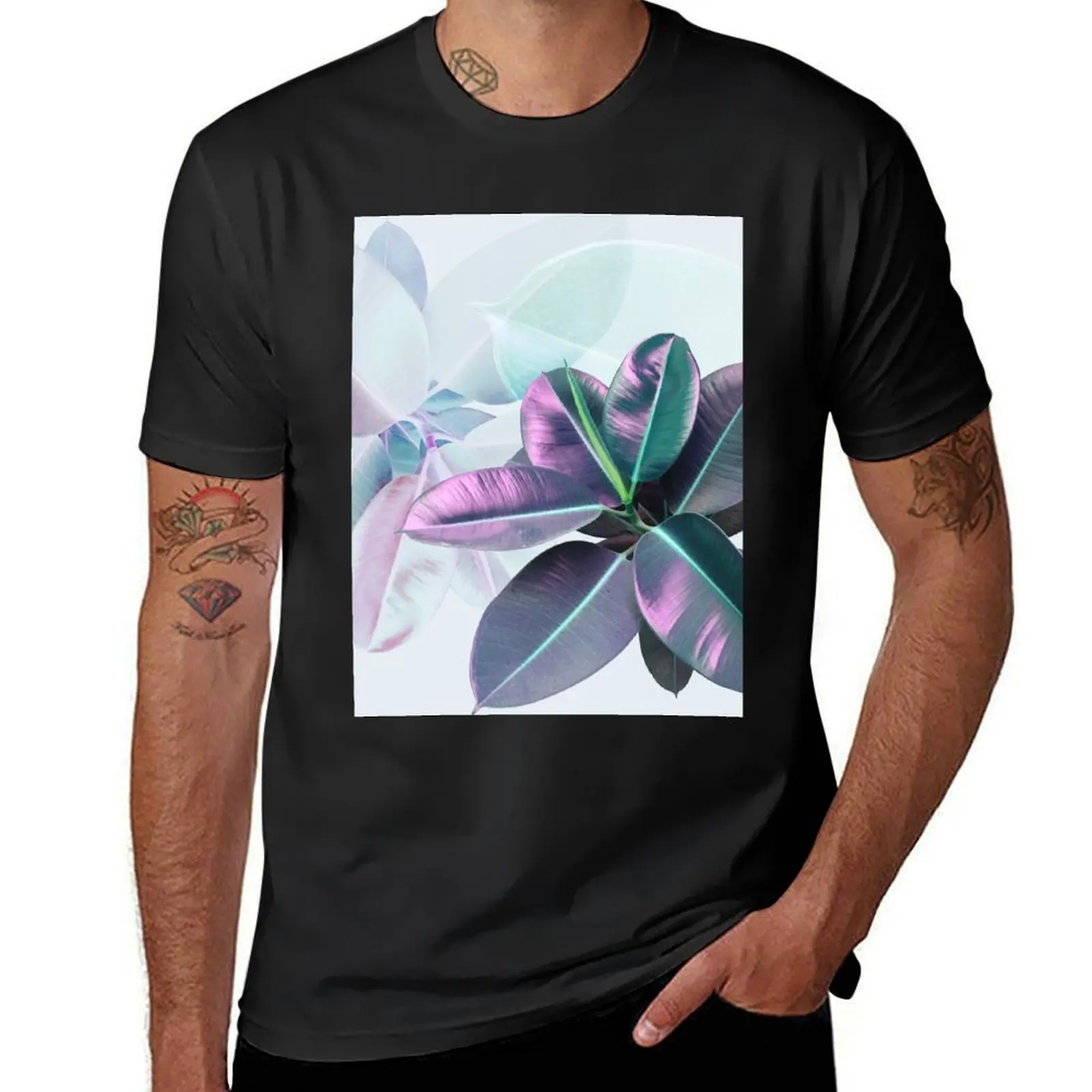 Violet Tropical Plant, Ficus Elastica T-Shirt Aesthetic clothing tees anime plain mens t shirt graphic