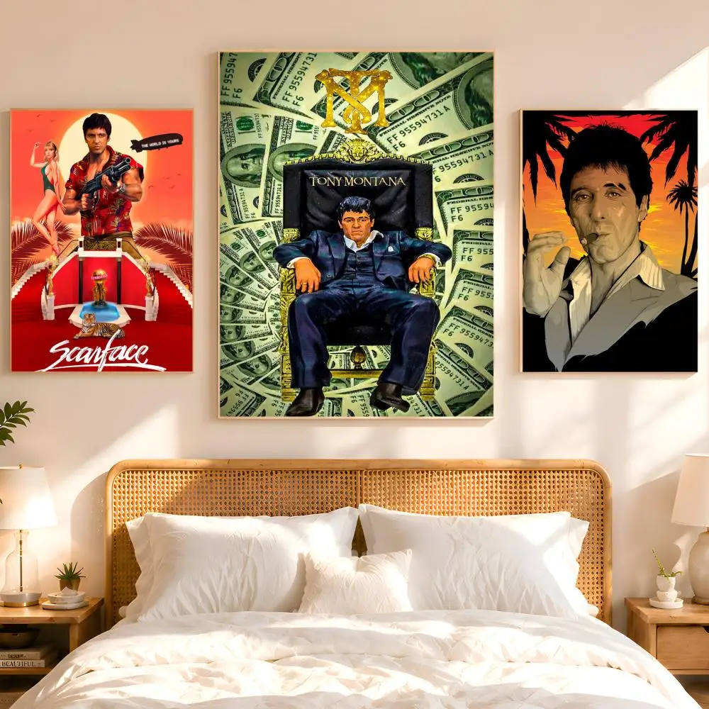 Classic Movie S-Scarface Vintage Poster 1PC HD Matte Peel And Stick Wall Decor For Bedroom Living Room Dorm Office