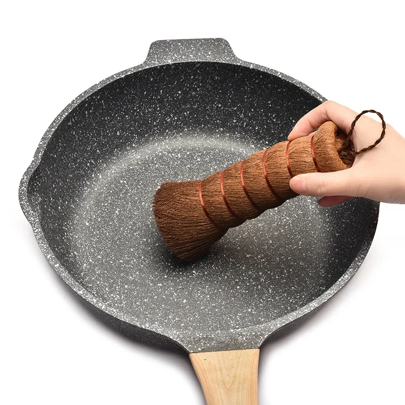 1pc Natural Pot Brush Large Dishwashing Brush Non-stick Oil Washing Pan Brushs Kitchen Hang Type Dish Cleaning Brush
