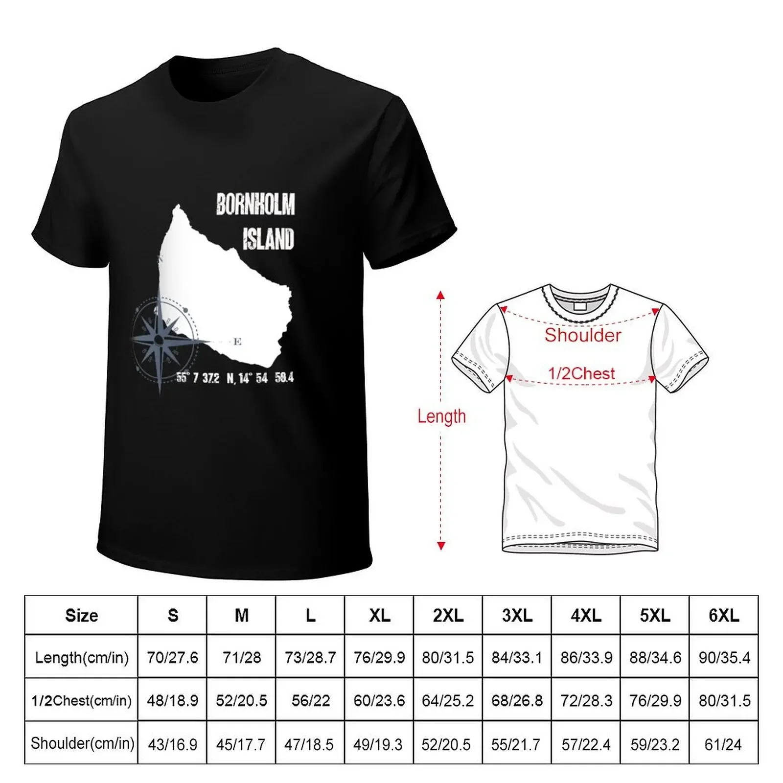 Bornholm Baltic Sea Island Coordinates Card T-Shirt sublime blue archive vintage anime shirt T-shirt men