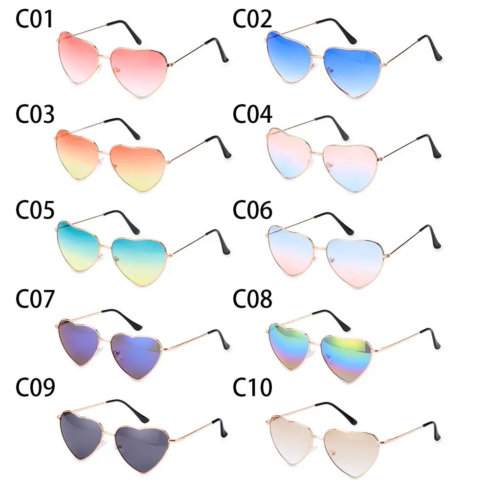 Vintage Ocean Lenses UV 400 Metal Frame Heart Shaped Sunglasses Gradient Sun Glasses
