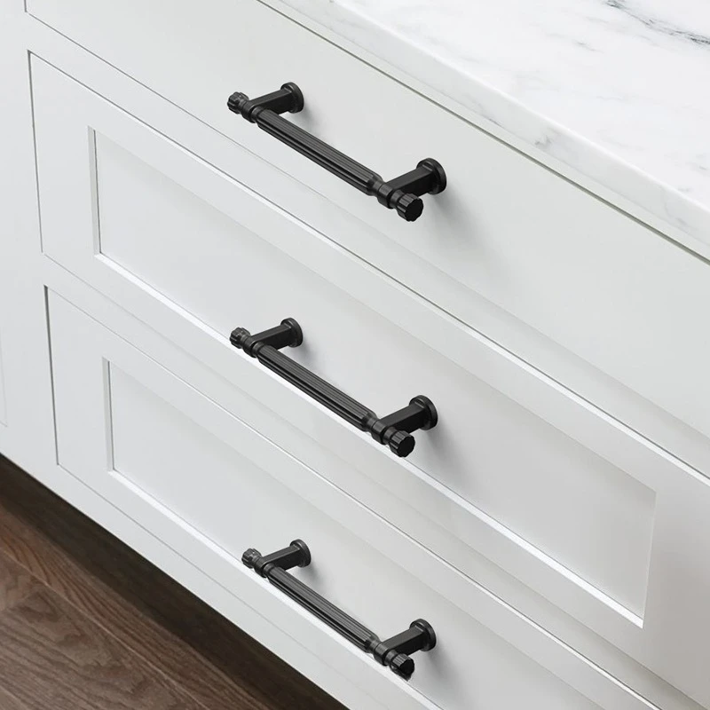 High-End Black Single Hole Handle Modern Nordic French Style Drawer Pull for Kitchen Wardrobe Cabinet Door Hardware