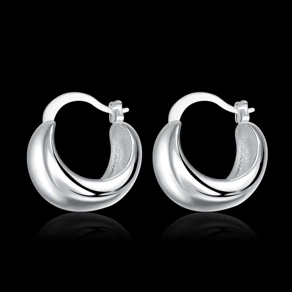 

Charms 925 Sterling Silver Smooth round Earrings for Women fine Fashion Birthday Gifts classic party wedding Jewelry