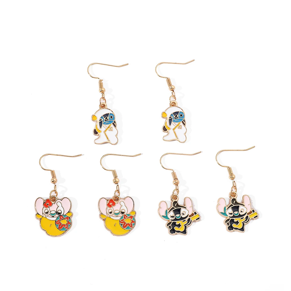 Disney Lilo & Stitch Enamel Metal Earrings, Cute Drop Earring, Kawaii Anime, Fashion Jewelry Accessory, Birthday Gift for Friend