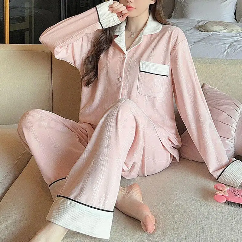 

Женский новый пижамный комплект из 2 предметов, весенне-осенняя женская одежда для сна, брюки с длинными рукавами, пижамный костюм, бархатная пижама Sweet Island, домашняя одежда