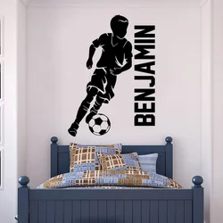 Personalizzato giocatore di calcio nome adesivo da parete vinile arte decorazioni per la casa camera dei ragazzi camera da letto decalcomanie da calcio rimovibile murale personalizzato G002