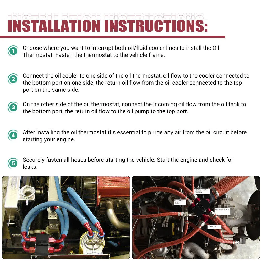 Oil Filter Sandwich Adapter With In-Line Oil Thermostat AN10 fitting Oil Plate - Image 5