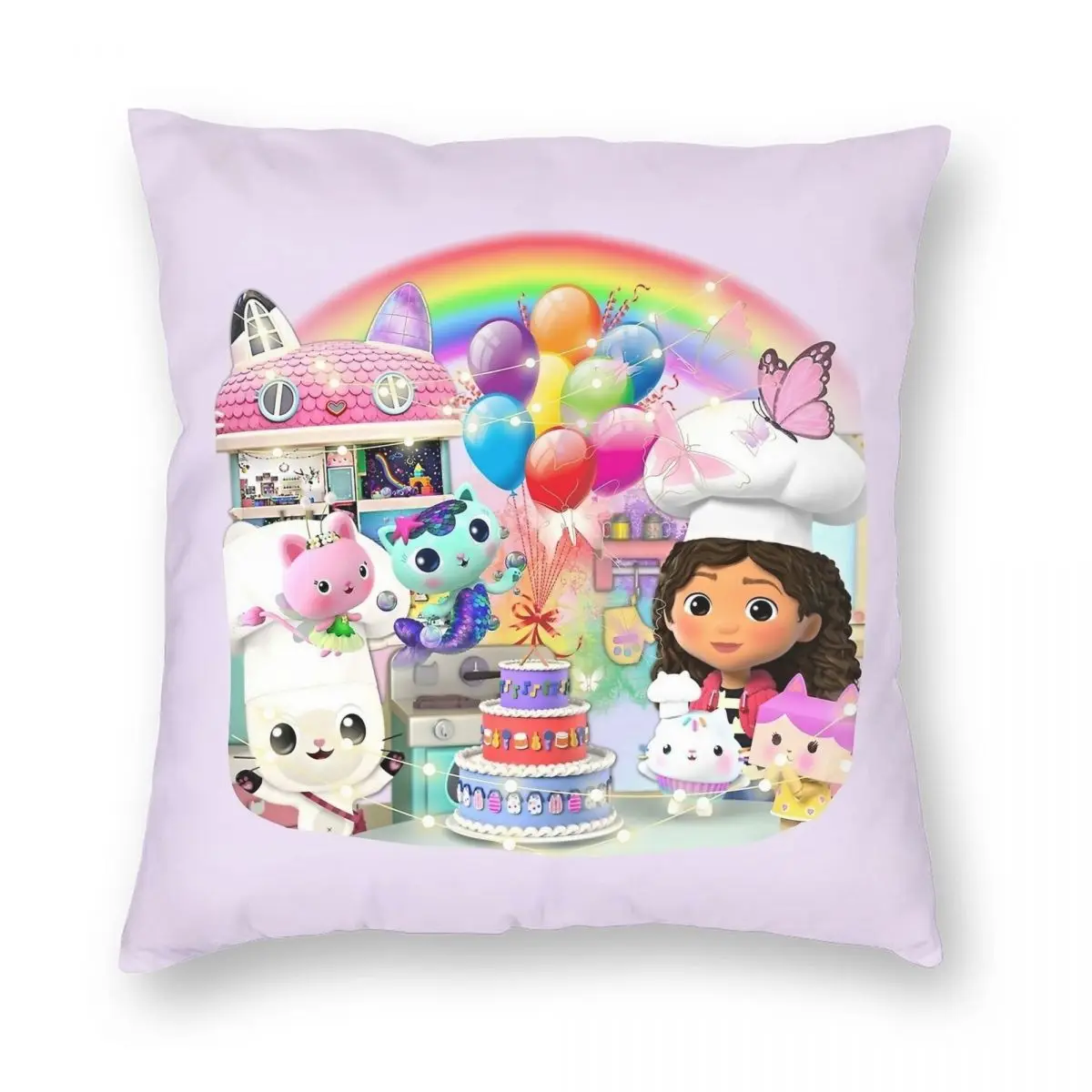 Gabbys Dollhouse Gabby Cats Pillowcase Double-sided Cushion Cover Gift Cute Kids Throw Pillow Case Cover Bedroom Zipper 45*45cm