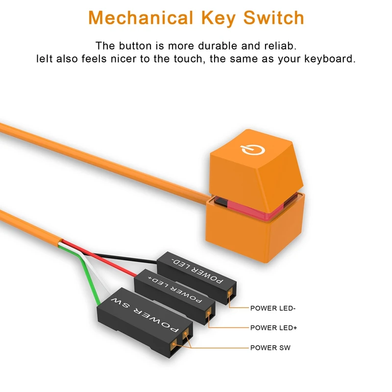 コンピューター用LEDライト付きデスクトップスイッチ,カラフルなLEDライト付きスイッチ,外部スタート,電源およびオフボタン,家庭およびオフィス用,2m