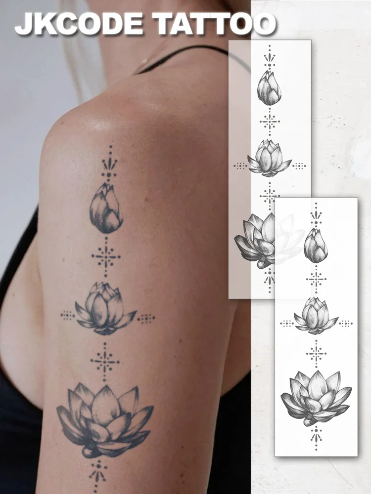 2-Piece Set of Waterproof Semi-Permanent Tattoos |   Lotus Hand Tattoo |   Growth and Transformation |   Temporary Tattoos, Realistic Fake Tattoos, Plant Tattoos, Finger Tattoos, Magic Tattoos, Lasting 1-2 Weeks, Tattoos for Women