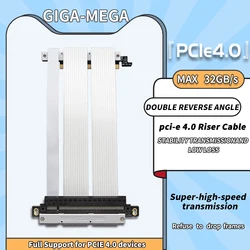 PCIe 4.0 x16 Riser Cable Double Reverse Graphics Card Extension Cord Silver-plated Cable PCI-E Gen4 32GBS GPU ITX PC Connector