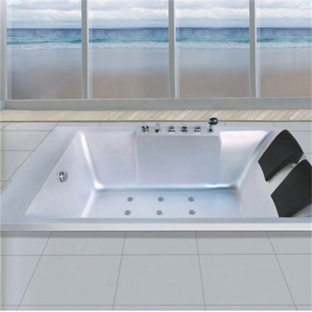 Modern Acrylic Embedded Soaking Bathtub with Pedal Drainage Drop-In Installation Oval Shape