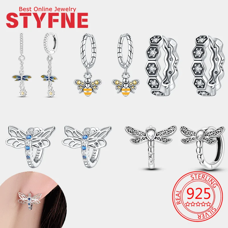 Bee Earring for Women 925 Sterling Silver Hoop Earring Jewelry Fashion Graduation Birthday Gifts for Girls Teen