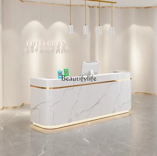 

yj5 Simple modern light luxury clothing store imitation marble bar reception table
