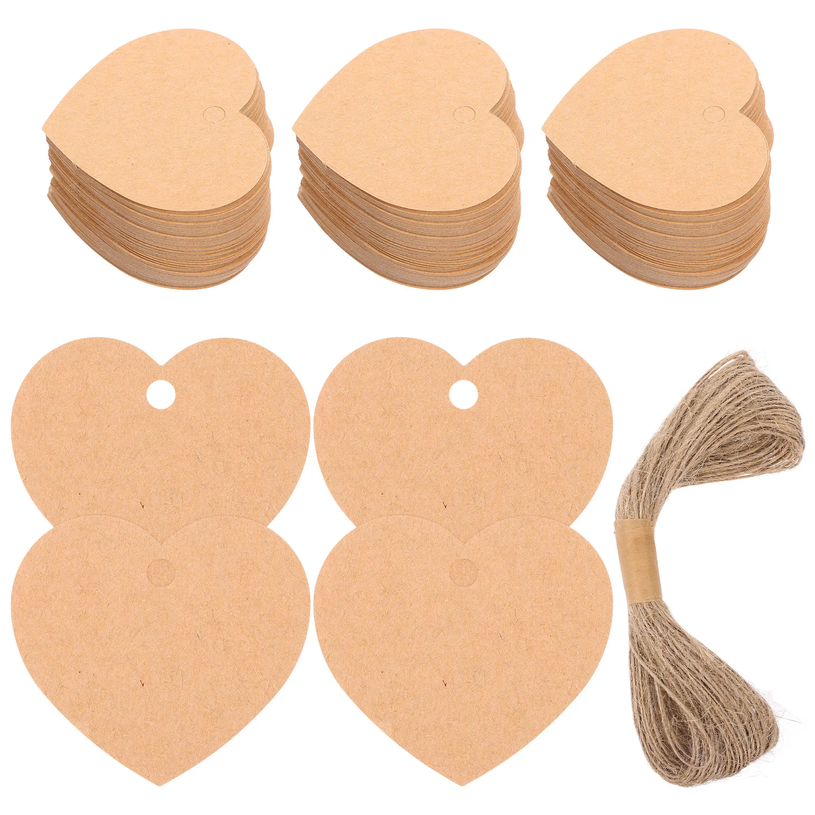 

200 Pcs Heart Cutout Gift Tags with String Suitable for Crafts, Weddings and Valentine's Day