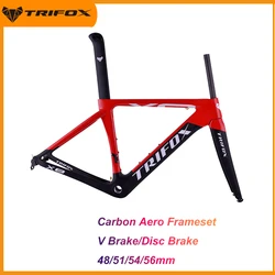 TRIFOX Factory Carbon Road Bike Frame Aero Disc/ V Brake Cycling Bicycle Frameset+Fork+Seatpost Max Tire 700 x 25C BSA - BB68