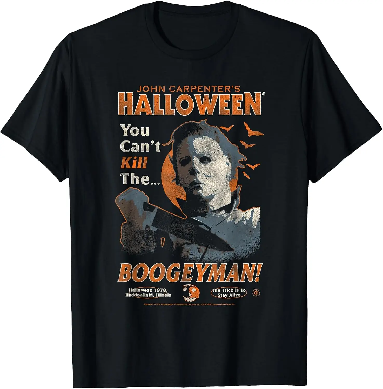 Michael Myers Portrait Poster Retro Horror Movie T-Shirt Men Casual Graphic Print T‑Shirt Crew Neck Short Sleeve Vintage Street Style Soft Fabric Daily Wear Tops.holiday festive,party wear,theme print tee.