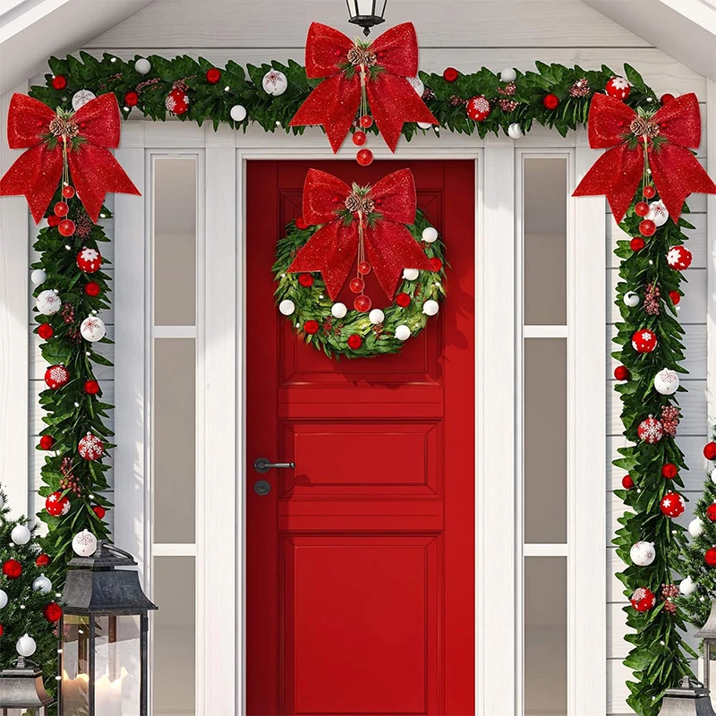 30 سنتيمتر الأحمر بريق قوس عيد الميلاد شجرة زخرفة عيد الميلاد ديكور المنزل هدية احتفالية والحفلات لوازم عيد الميلاد الانحناء الانحناء للحرف اليدوية