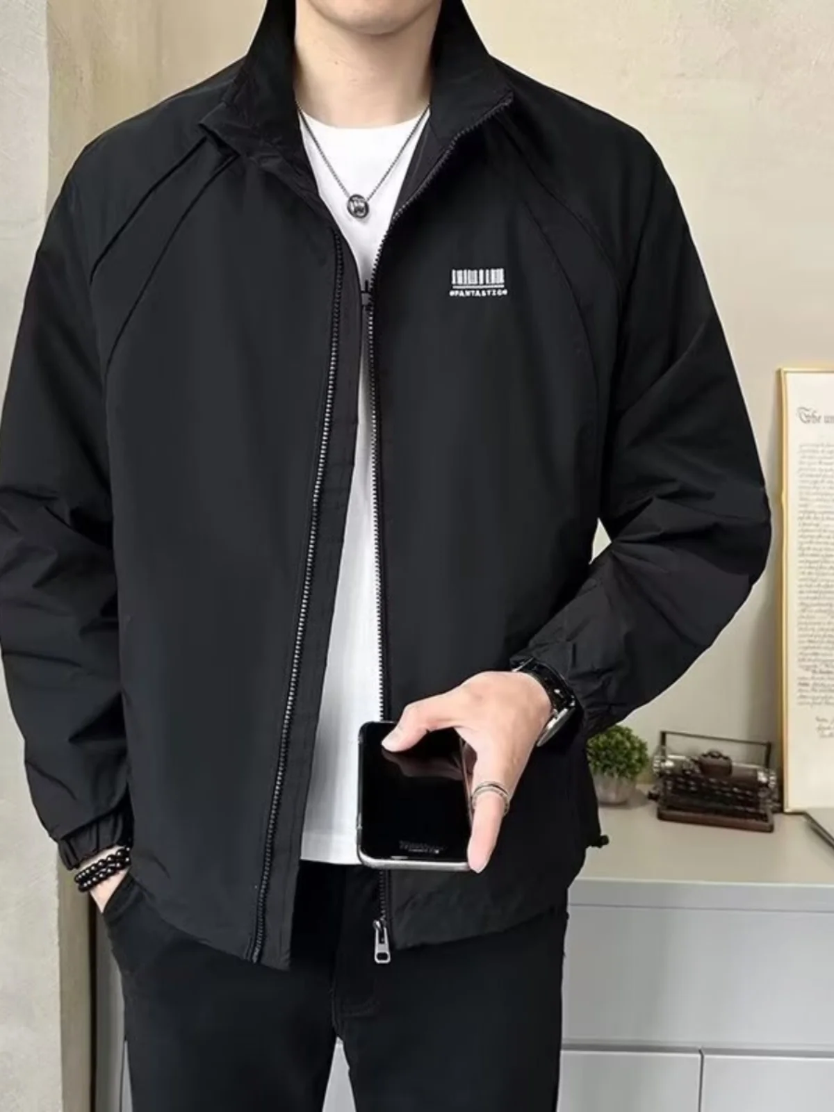 

Men's Functional Workwear Stand Collar Jaet Autumn New Sle Windproof Clothing Jaet Trendy Brand Top Youth ular Outer...