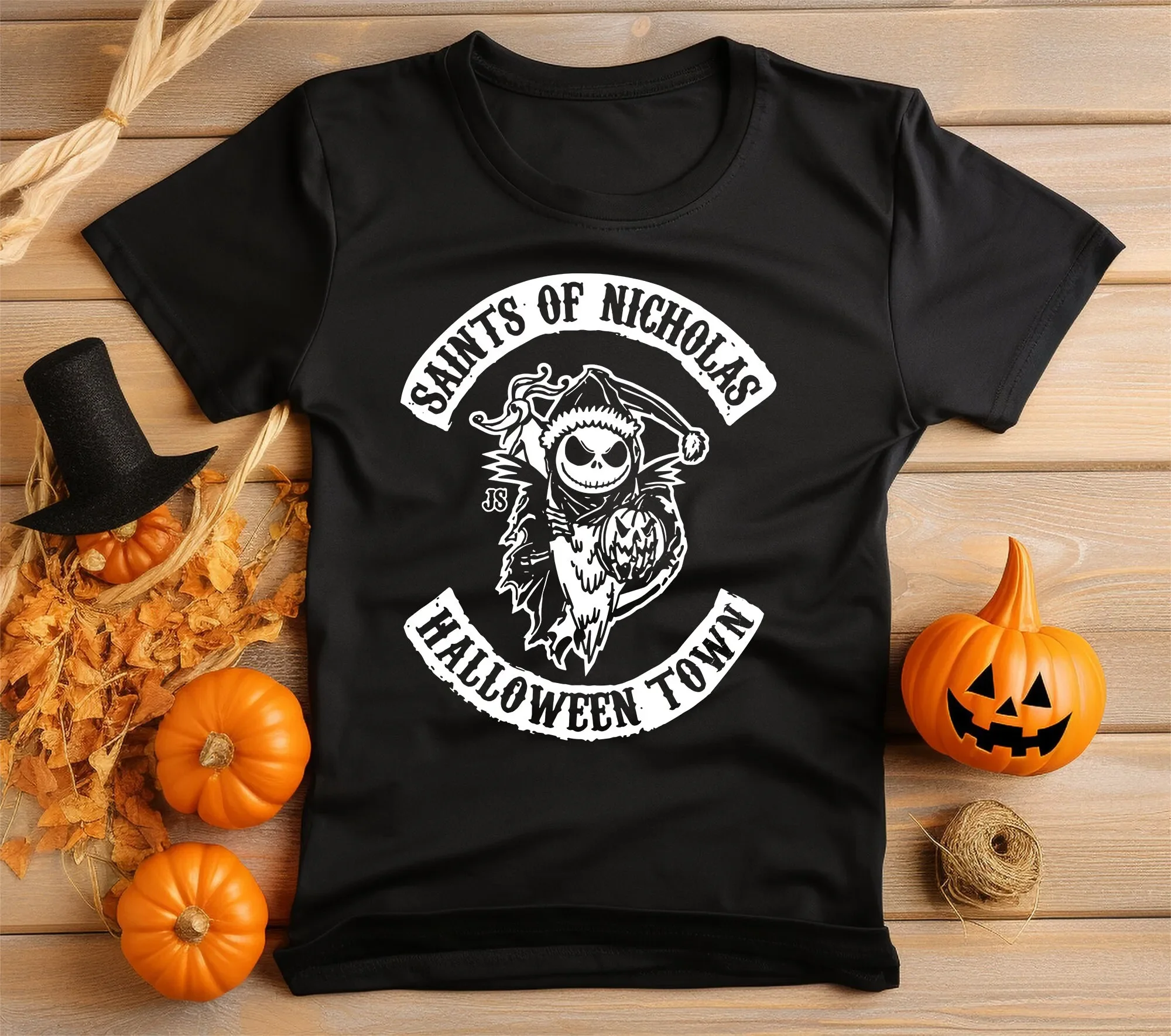 Saints Of Nicholas Skeleton T Shirt 100 Cotton Black Halloween Men s Women Fancy Dress