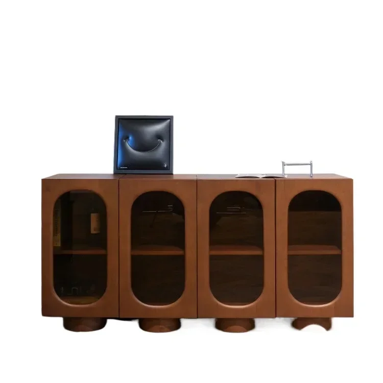 American style solid wood dining side cabinet, Nordic wabi-sabi multi-functional locker