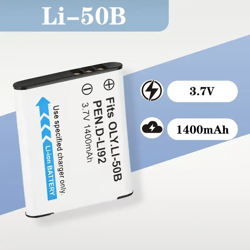 

1400mAh High Capacity Li-50B Li50B Lithium Battery 3.7V Compatible with Olympus/Pentax/Casio Cameras