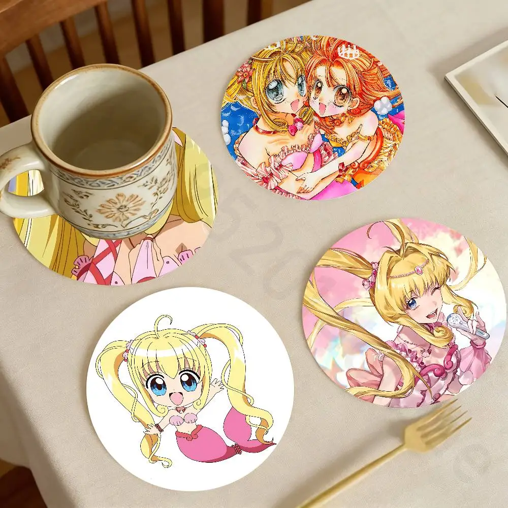 

M-Mermaid Melody Pichi Pitch Pins Wooden Coaster Set Coffee Teacup Decoration Coffee Shop Beverage Shop Family Restaurant